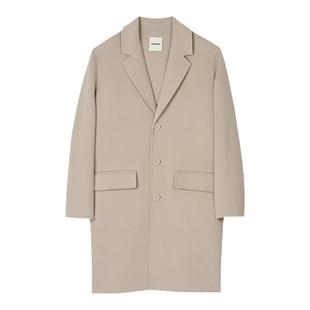 SANDRO Outlets秋冬男装法式气质时尚绵羊毛平驳领大衣毛呢外套