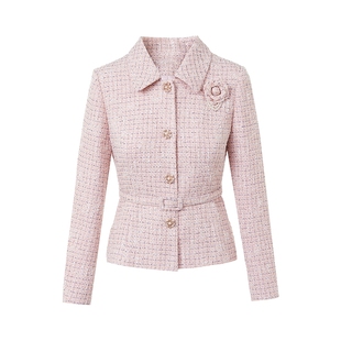 朗姿/LIME莱茵羊毛粗花呢套装高级配色香风收腰上衣法式半裙新款