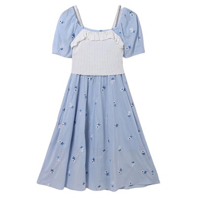 甜美绣花两件套连衣裙鸟撤柜女装