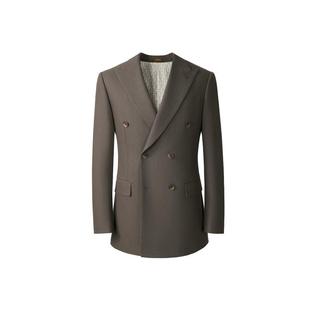 【重磅骑兵纹】吉约蒙双排扣西服男套装棕色正装结婚新郎西装礼服