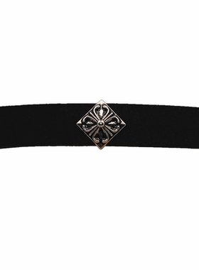 RC原创设计 菱形铆钉素链 黑色麂皮绒短款脖颈链高街朋克加宽项圈