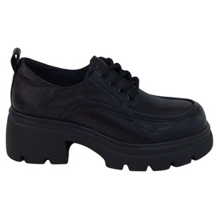 哈森HARSON正品2025新款春秋季轻便厚底系带乐福女单皮鞋HS260601