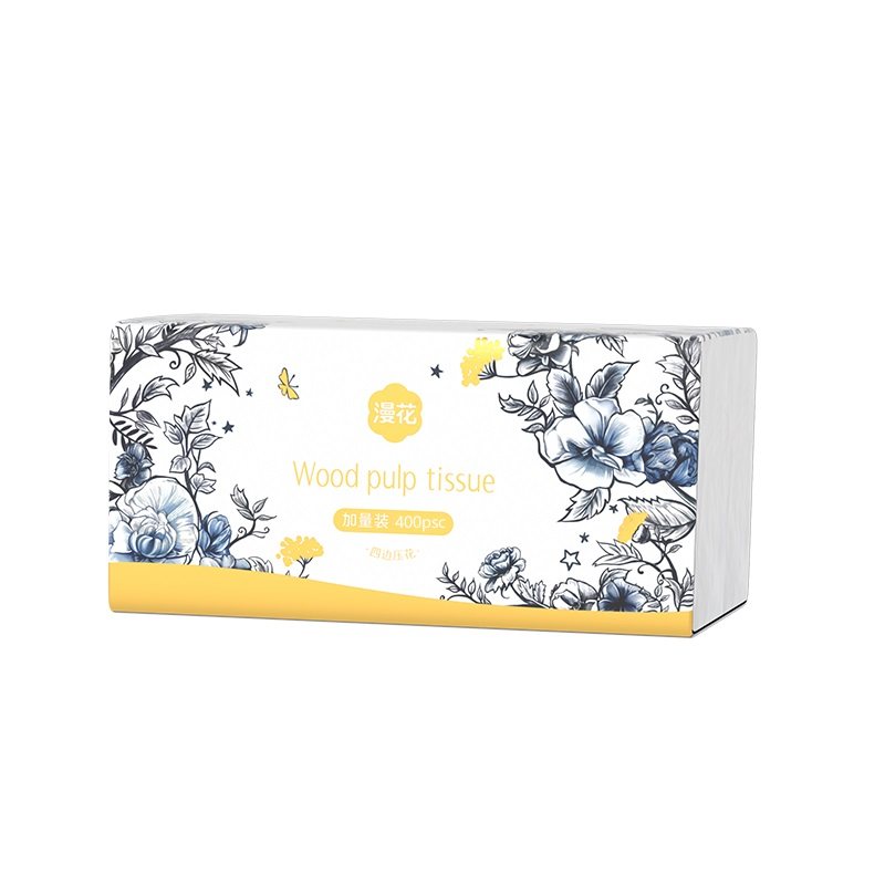 漫花400张大包纸巾抽纸家用实惠整箱装卫生纸原木面巾纸餐巾手纸