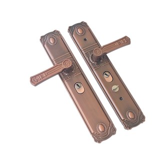 防盗门大门红古铜门锁面板把手单活双活拉手左右可调孔距235通用