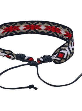 复古男女闺蜜提花织带编织手链