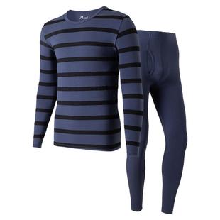 顶呱呱官方旗舰店冬季男士秋衣秋裤套装纯棉保暖内衣薄款条纹打底