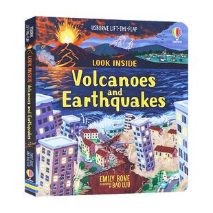 Usborne出品 看里面系列火山和地震 英文原版 Look Inside Volcanoes and Earthquakes 儿童STEM 认知图画书 纸板翻翻科普绘本
