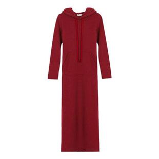 连帽长款卫衣裙女冬加绒加厚大码减龄显瘦遮肚掐腰连衣裙过膝长裙