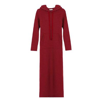 休闲显瘦遮肚腩卫衣裙带帽长裙