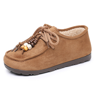 勃肯鞋女棉鞋冬季新款老北京加绒保暖袋鼠鞋一脚蹬软底豆豆鞋棉女