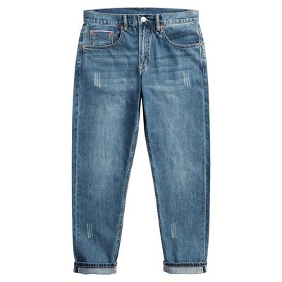 丹宁赤耳九分牛仔裤夏季水洗