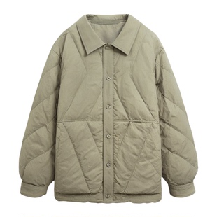 轻薄款90%白鸭绒衬衫式羽绒服男2026秋冬宽松大码潮开衫夹克外套