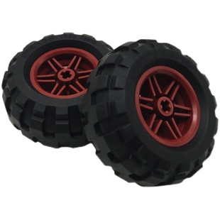 适用乐高大号轮胎小颗粒积木赛车轮子塑料车轮配件四驱车科技玩具