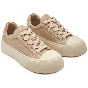 【王小毒】奶酪陷阱●4cm增高~拼色厚底休闲板鞋女皮面加绒小白鞋