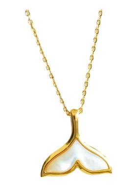 女白贝母18k金吊坠项链