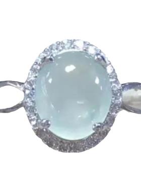 新款冰种高级白色蛋面欧美风戒指