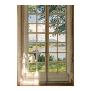 法式假窗户风景装饰画ins风客厅简约墙壁画小众复古卧室床头挂画