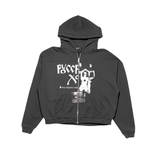 ERD忧郁的富二代重磅水洗做旧贴布连帽衫美式休闲拉链卫衣外套