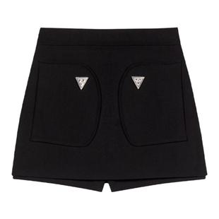 Maje Outlets秋冬女装时尚设计感黑色装饰图案显瘦短款裙裤短裤