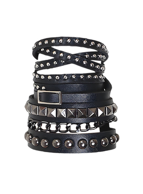 暗黑叠戴多层朋克风链条腕带手环