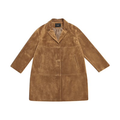 纯羊皮中长款廓形皮衣外套女