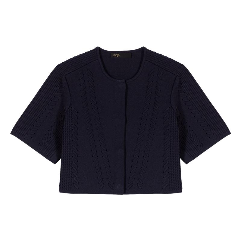Maje时尚短款短袖针织开衫上衣
