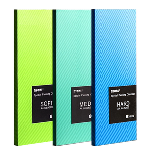 nyoni尼奥尼炭笔升级款素描碳笔美术生专用艺考专业级画笔14B铅笔尼特碳铅用品软中硬软性速写笔绿杆奥