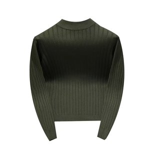 美式肌理感简约毛衣弹力坑条提花半高领套头针织衫修身打底衫潮男