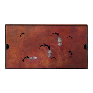 中式手工紫铜茶盘家用储水干泡台复古鎏银户外茶托盘小型茶台壶承