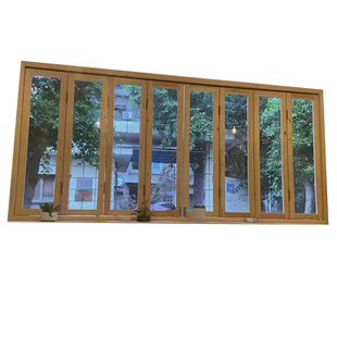 甜品商铺纯实木风格钢化玻璃原木门窗定制绿色魔方平开门折叠窗