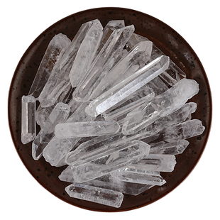 天然白水晶原石摆件细长条六棱柱消磁晶簇毛料矿物宝石标本石头