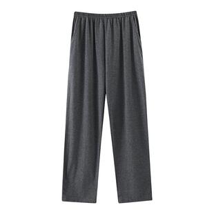 单件睡裤男士长裤春秋季纯棉宽松大码纯色休闲可外穿全棉家居裤夏