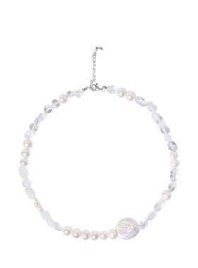 RiverineAdara「星吻微光」天然透明白水晶巴洛克珍珠颈链项链