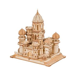 乐放魔法城堡八音盒diy手工3d立体木质拼图拼装模型积木玩具礼物