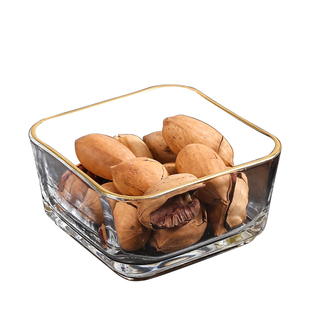 水果盘客厅家用玻璃茶几点心零食干果坚糖果小吃碟实木分格收纳盒