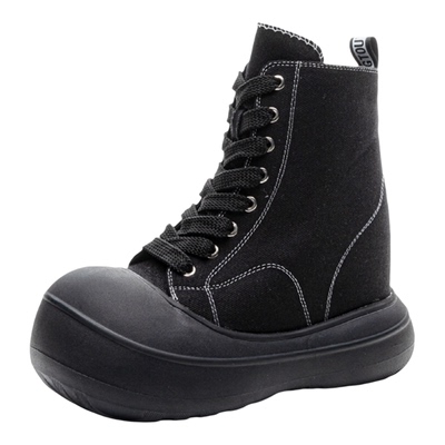 13cm内增高帆布小个子厚底大头鞋