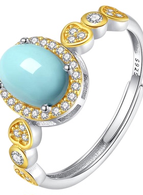 天然绿松石戒指开口可调节