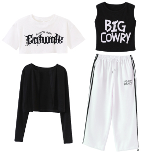 夏季女童爵士舞潮服女孩宽松嘻哈街舞演出服女团jazz舞蹈练功服装