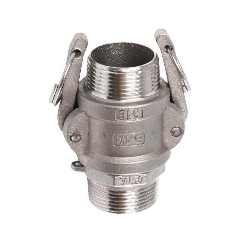 304材质不锈钢扳把式卡扣式快速接头两头外丝外螺纹钢管水泵B+F