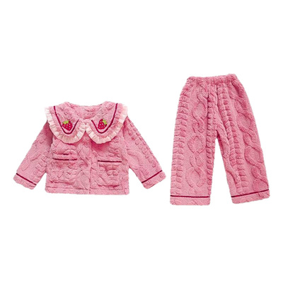 女童法兰绒睡衣家居服套装