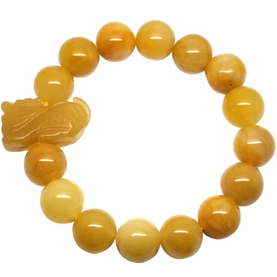 本命年2026天然黄玉立体十二生肖圆珠手链男女款复古饰品牛龙羊狗