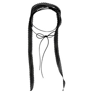 ins叠戴蕾丝飘带女春夏百搭锁骨丝巾设计感choker细窄颈带项链韩