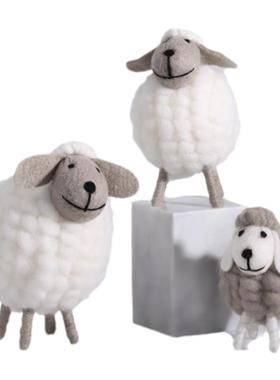 北欧ins风可爱毛毡绵羊摆件装饰品桌面儿童房个性少女书桌小摆饰