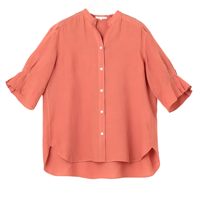 通勤宽松亚麻七分袖衬衣商场同款