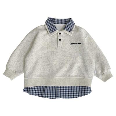 中小童假两件卫衣帅气双领上衣潮