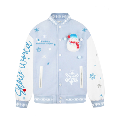 EUEH雪人刺绣棒球服男女夹克