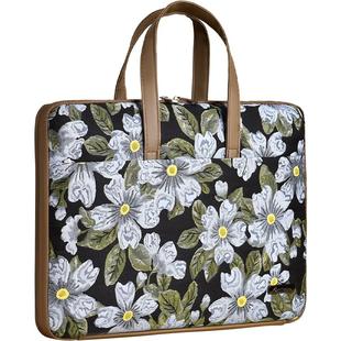 国风刺绣电脑包女士手提创意笔记本包国潮适用于华为matebook14苹果macbook air15联想小新pro16华硕13寸通勤