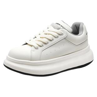 男鞋2026新款冬秋真皮板鞋厚底高级感运动休闲白鞋潮流百搭小白鞋