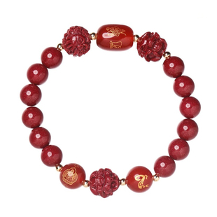 普陀山朱砂手串正品女男款天然紫金三合本命马年生肖红绳手链手镯