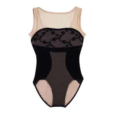 舞苑王军芭蕾舞专业成人女连体服高胯款练功服无袖勾花体服